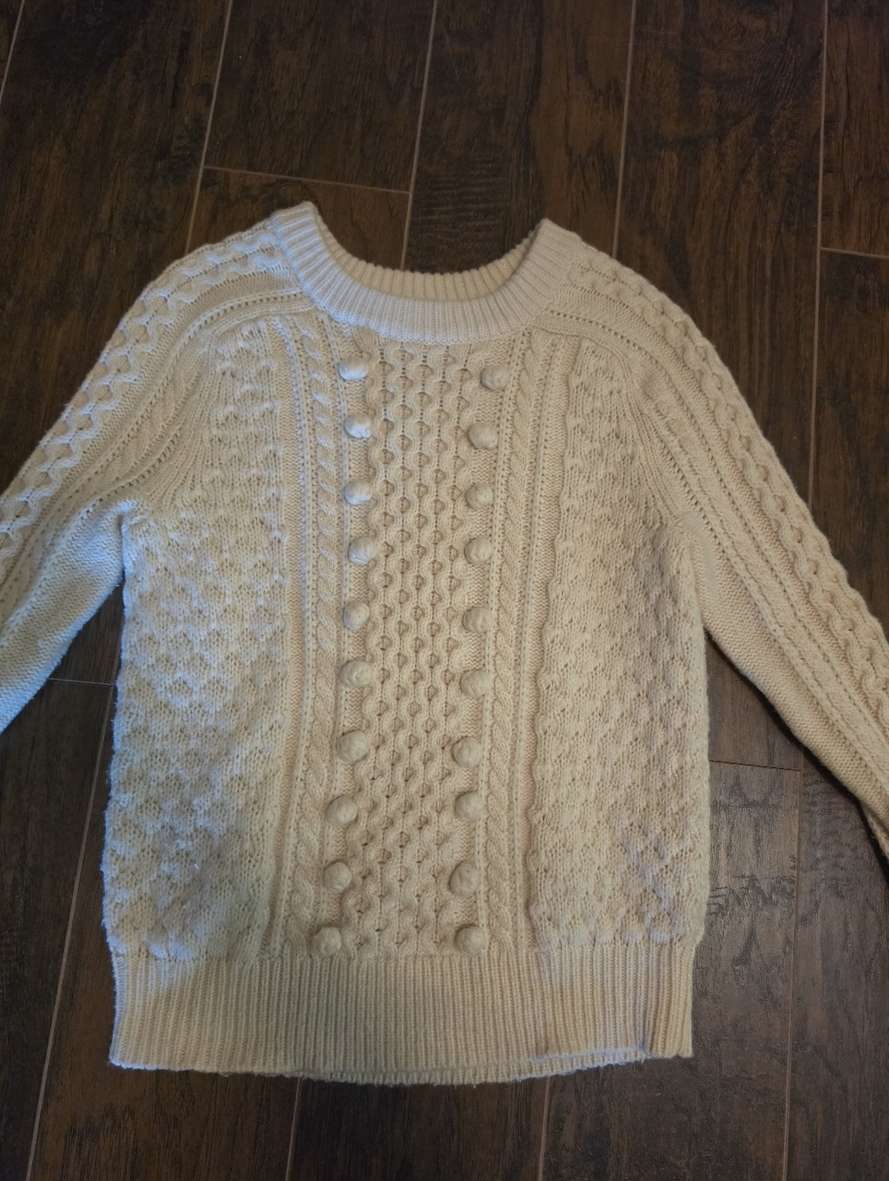J. Crew Cream Cable Bobble Crewneck Sweater